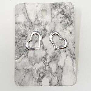 NEW Silver Tone Heart Shaped Stud Earrings